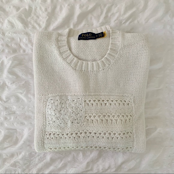 New Ralph Lauren American Flag White Sweater - Picture 13 of 13